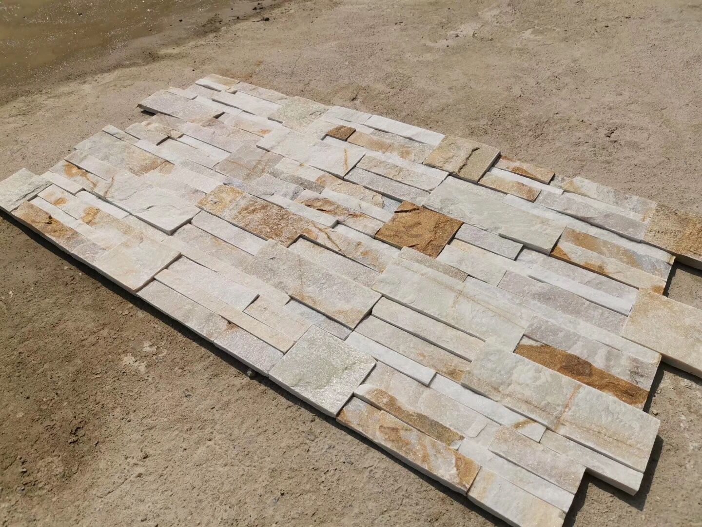 stackstone layout on the floor before installation to wlal
