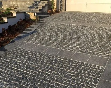 Black cobblestone pavers