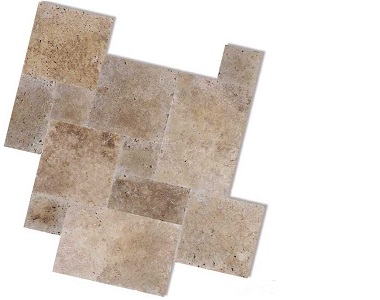Noce Travertine French Pattern Tiles, Beige tiles, brown tiles, dark tikes by stone pavers australia