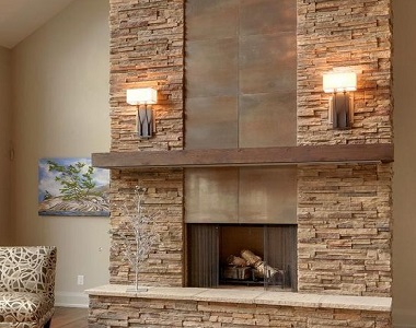 Travertine Stackstone Wall Cladding, Natural Stone Tile For Fireplace