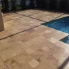 Noce Travertine Drop Face Pool Coping Tiles, dark tiles, brown tiles, ochre tiles, stone pavers australia