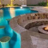 noce travertine bullnose pool coping tiles, brown tiles, beige tiles, cream tiles, round edge pool tiles, stone pavers