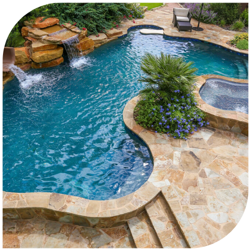 travertine pool pavers and pool coping 