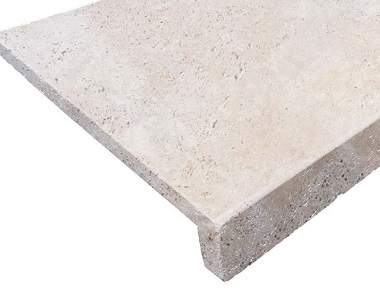 Ivory Travertine Drop Face Pool Coping Tiles and Pavers, beige tiles, cream tiles, stone pavers