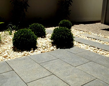 grey granite pavers around patio areas