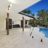 travertine crazy paving pool