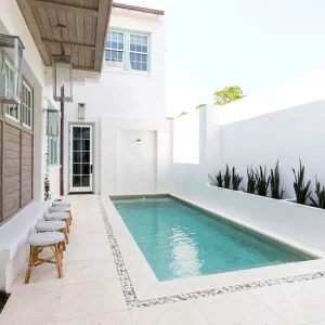 white limestone pavers pool