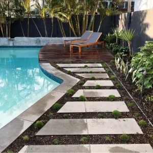 bluestone stepping stone pavers around a pool