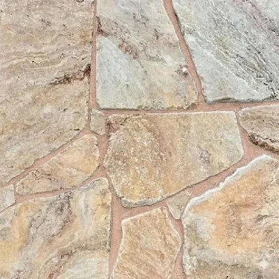 sunset travertine crazy paving