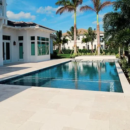 limestone pavers pool area