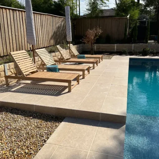 taupe limestone pool pavers