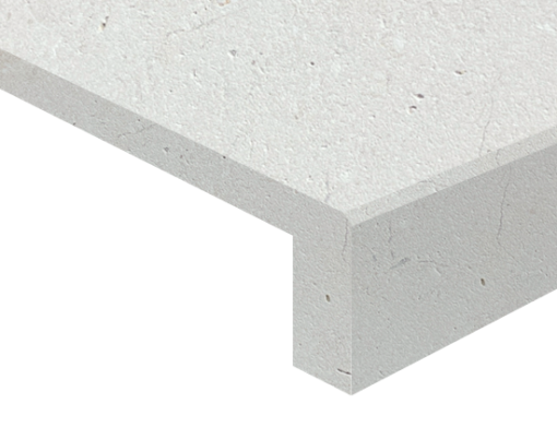 white limestone drop face pool coping tiles