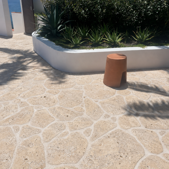 desert sand travertine crazy paving outdoor